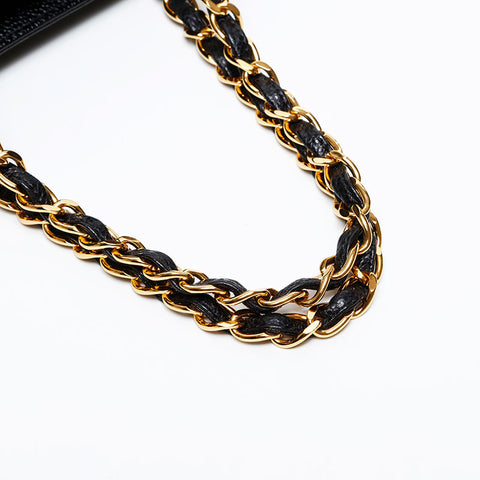 CHANEL 5th Series 1997-1999 Turnlock Caviar Chain Shoulder Bag black WS20621