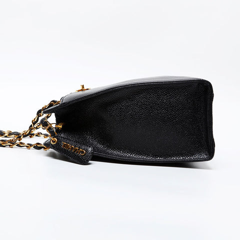 CHANEL 5th Series 1997-1999 Turnlock Caviar Chain Shoulder Bag black WS20621