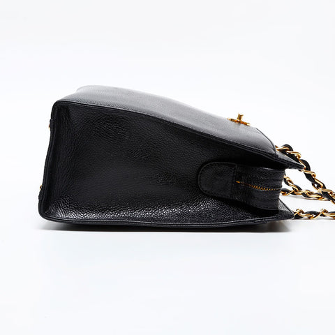 CHANEL 5th Series 1997-1999 Turnlock Caviar Chain Shoulder Bag black WS20621