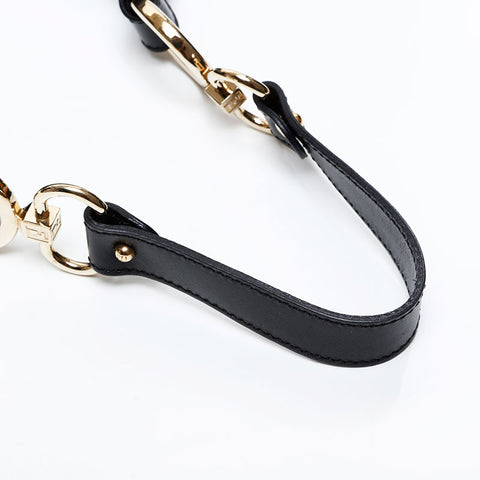 FENDI Leather Hobo Shoulder Bag black WS20622