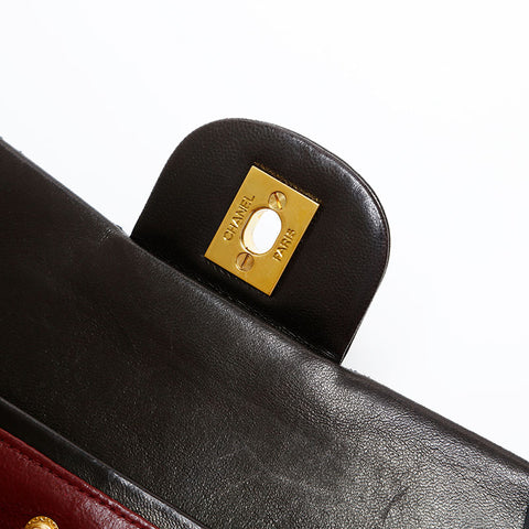CHANEL No. 3 1994-1996 Matelasse Lambskin 9.8" Double Flap Shoulder Bag black WS20623
