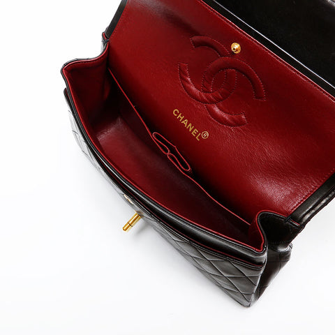 CHANEL No. 3 1994-1996 Matelasse Lambskin 9.8" Double Flap Shoulder Bag black WS20623