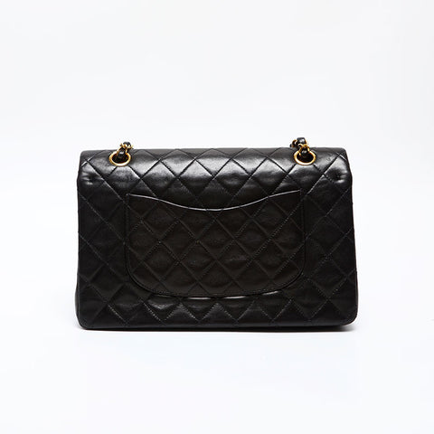CHANEL No. 3 1994-1996 Matelasse Lambskin 9.8" Double Flap Shoulder Bag black WS20623