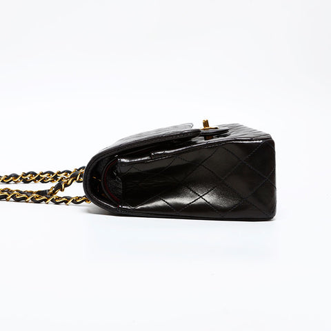 CHANEL No. 3 1994-1996 Matelasse Lambskin 9.8" Double Flap Shoulder Bag black WS20623