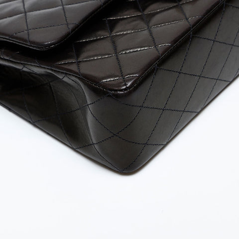 CHANEL No. 3 1994-1996 Matelasse Lambskin 9.8" Double Flap Shoulder Bag black WS20623