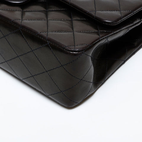CHANEL No. 3 1994-1996 Matelasse Lambskin 9.8" Double Flap Shoulder Bag black WS20623