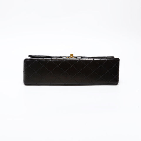 CHANEL No. 3 1994-1996 Matelasse Lambskin 9.8" Double Flap Shoulder Bag black WS20623