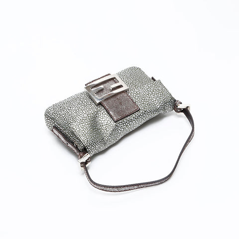 FENDI Mini Mamma Bucket Shoulder Bag Silver WS20624