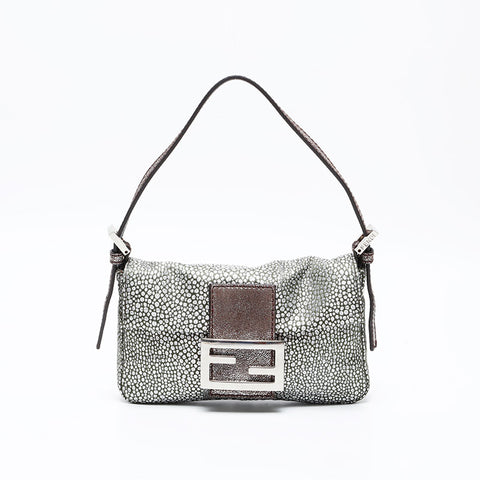 FENDI Mini Mamma Bucket Shoulder Bag Silver WS20624