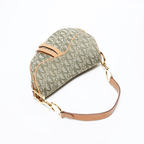 Christian Dior Saddlebag Trotter Canvas Shoulder Bag green WS20625