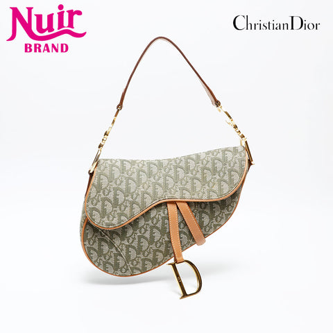 Christian Dior Saddlebag Trotter Canvas Shoulder Bag green WS20625