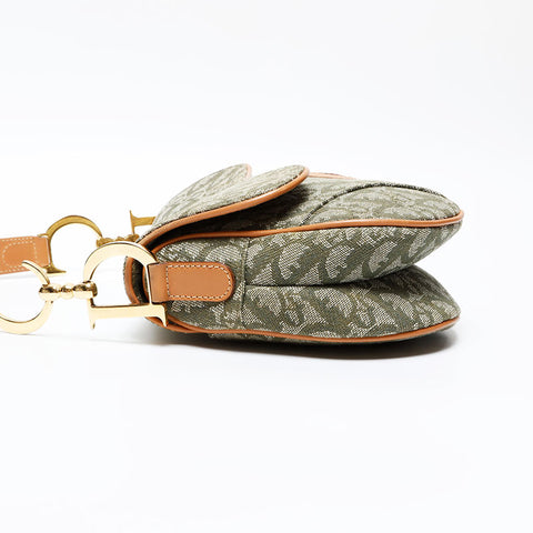 Christian Dior Saddlebag Trotter Canvas Shoulder Bag green WS20625