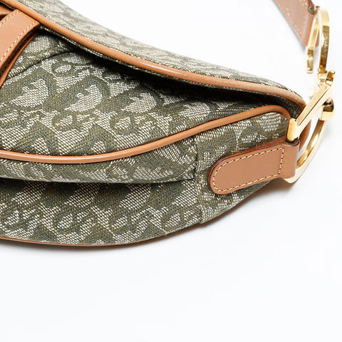 Christian Dior Saddlebag Trotter Canvas Shoulder Bag green WS20625