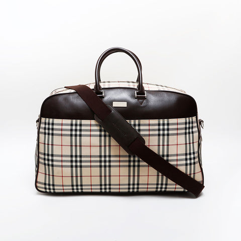 BURBERRY Nova Check Tartan Canvas Boston bag beige WS20628