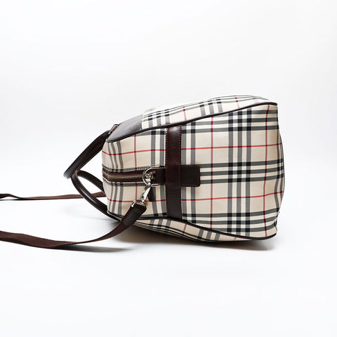 BURBERRY Nova Check Tartan Canvas Boston bag beige WS20628