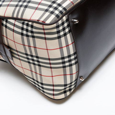 BURBERRY Nova Check Tartan Canvas Boston bag beige WS20628