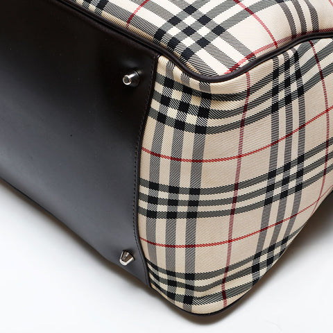 BURBERRY Nova Check Tartan Canvas Boston bag beige WS20628