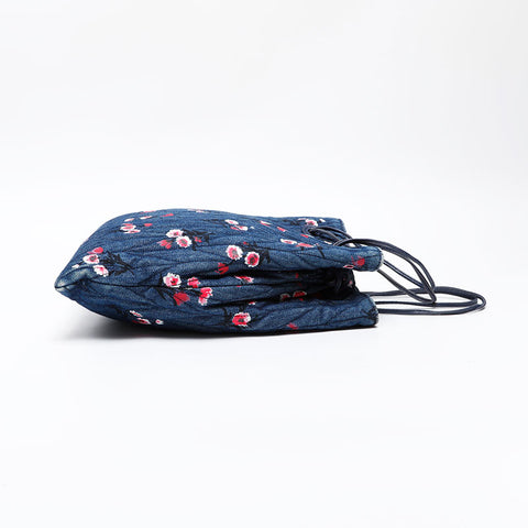 Miu Miu Denim matelassé flower print Shoulder Bag Navy WS20632