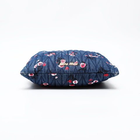 Miu Miu Denim matelassé flower print Shoulder Bag Navy WS20632