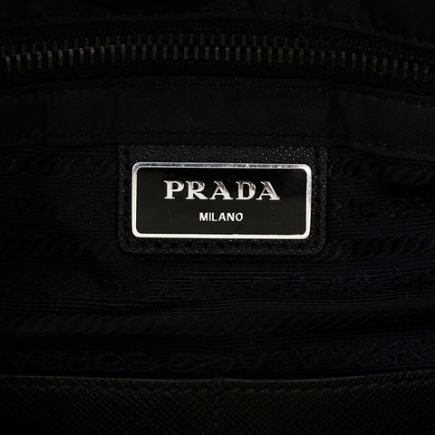 PRADA Quilted nylon triangle logo Shoulder Bag black WS20634