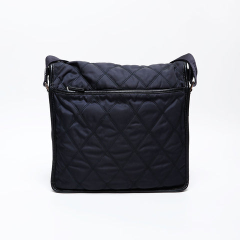PRADA Quilted nylon triangle logo Shoulder Bag black WS20634