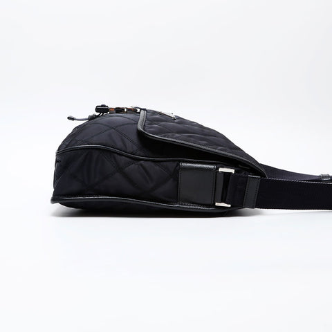 PRADA Quilted nylon triangle logo Shoulder Bag black WS20634