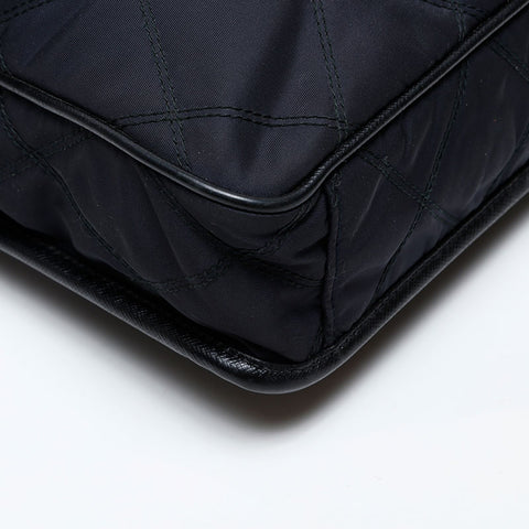 PRADA Quilted nylon triangle logo Shoulder Bag black WS20634