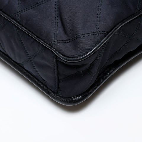 PRADA Quilted nylon triangle logo Shoulder Bag black WS20634