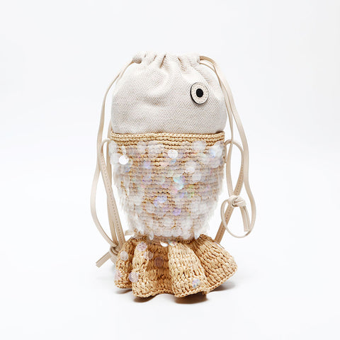 LOEWE Raffia Fish Basket Bag Paula's Ibiza Shoulder Bag beige WS20651