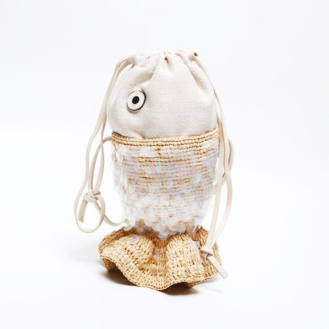 LOEWE Raffia Fish Basket Bag Paula's Ibiza Shoulder Bag beige WS20651
