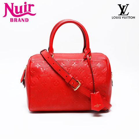 LOUIS VUITTON 2016 Speedy Bandouliere 25 Monogram Empreinte Handbag Red WS20653