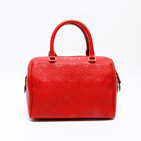 LOUIS VUITTON 2016 Speedy Bandouliere 25 Monogram Empreinte Handbag Red WS20653