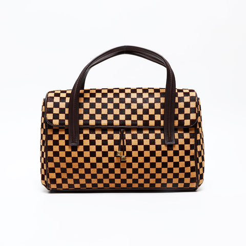 LOUIS VUITTON Damier Sauvage Lion Handbag Brown WS20660
