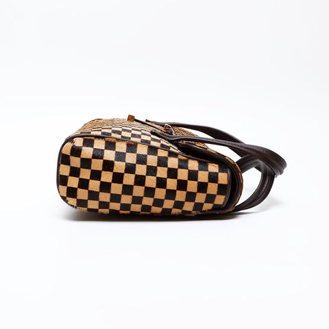LOUIS VUITTON Damier Sauvage Lion Handbag Brown WS20660