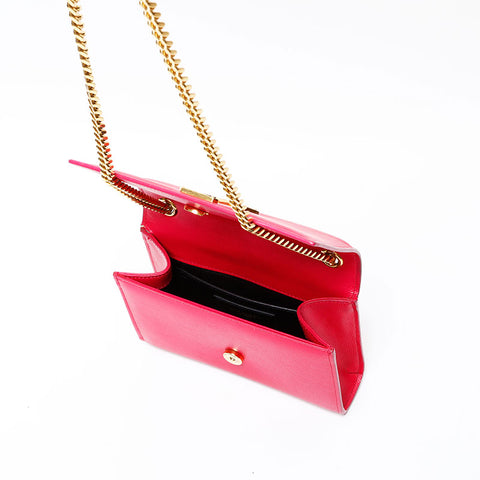 YVES SAINT LAURENT Logo Kate Mini Leather Chain Shoulder Bag pink WS20661