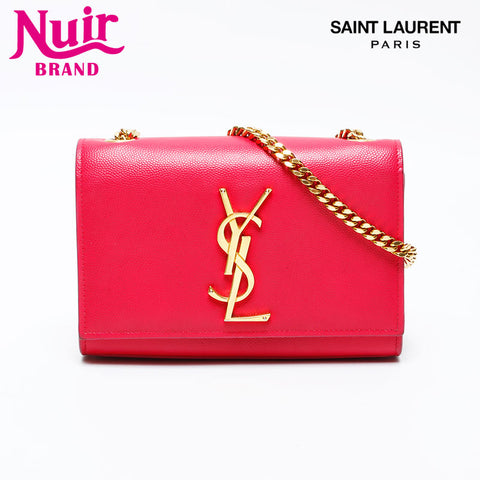 YVES SAINT LAURENT Logo Kate Mini Leather Chain Shoulder Bag pink WS20661