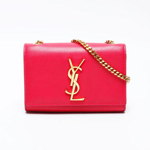 YVES SAINT LAURENT Logo Kate Mini Leather Chain Shoulder Bag pink WS20661