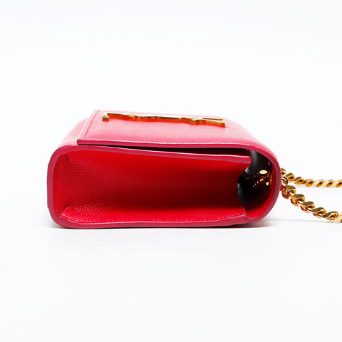 YVES SAINT LAURENT Logo Kate Mini Leather Chain Shoulder Bag pink WS20661