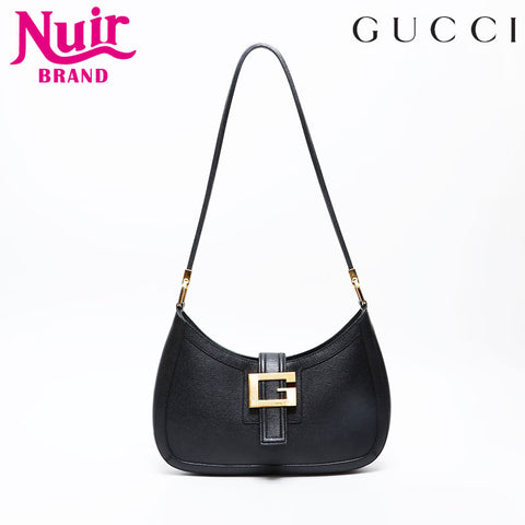 GUCCI leather logo Shoulder Bag black WS20663