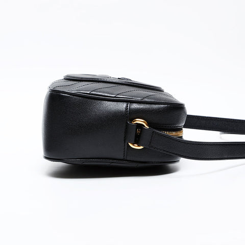 GUCCI Blondie Camera Bag Leather Shoulder Bag black WS20664