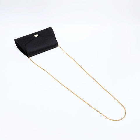 GUCCI Satin logo Shoulder Bag black WS20665