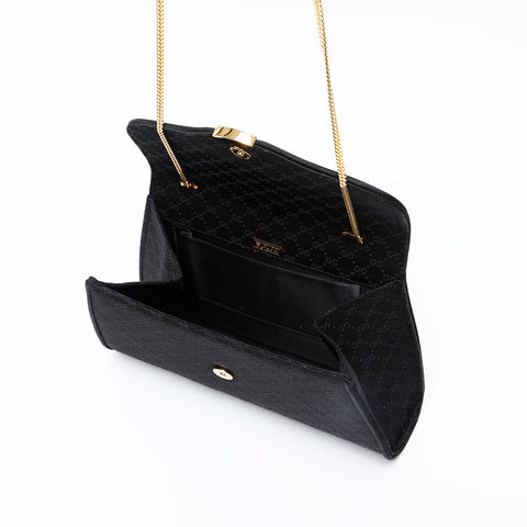 GUCCI Satin logo Shoulder Bag black WS20665