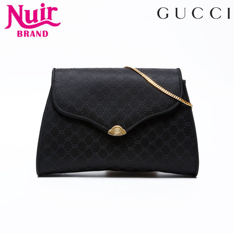 GUCCI Satin logo Shoulder Bag black WS20665