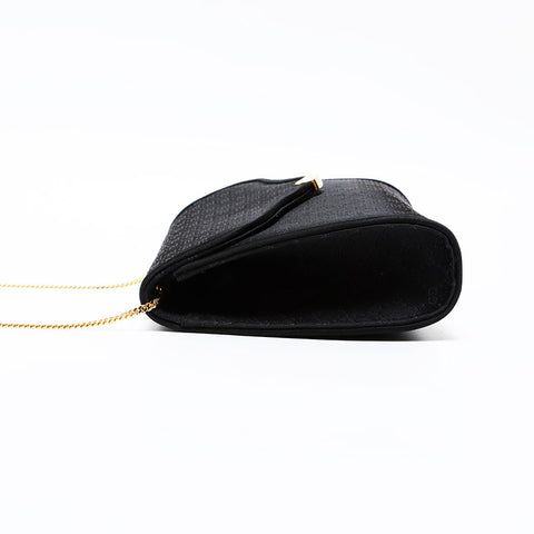 GUCCI Satin logo Shoulder Bag black WS20665
