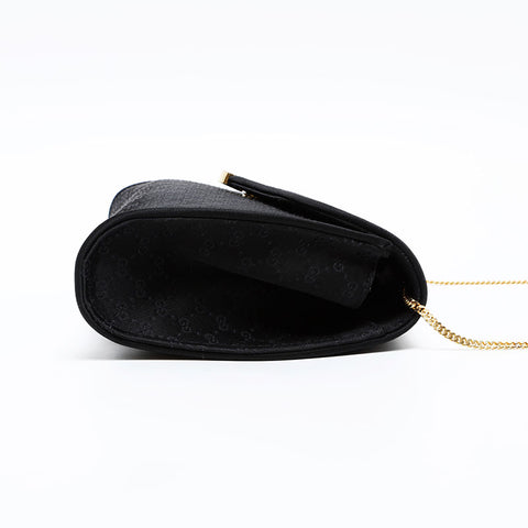 GUCCI Satin logo Shoulder Bag black WS20665
