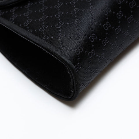 GUCCI Satin logo Shoulder Bag black WS20665