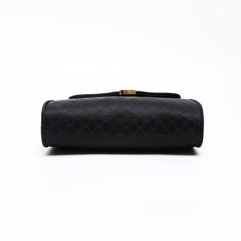 GUCCI Satin logo Shoulder Bag black WS20665