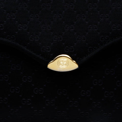 GUCCI Satin logo Shoulder Bag black WS20665