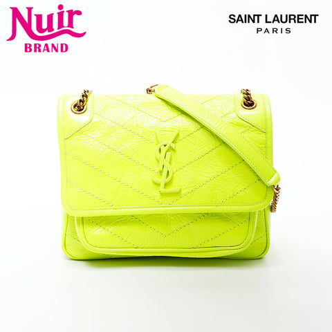 YVES SAINT LAURENT Niki fluorescent leather Shoulder Bag yellow WS20666