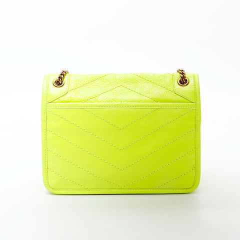 YVES SAINT LAURENT Niki fluorescent leather Shoulder Bag yellow WS20666